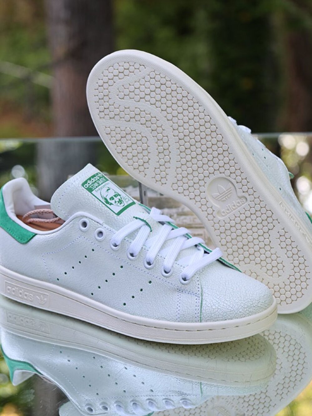 Adidas Stan Smith Cracked Leather White Green - Picture 4 of 13